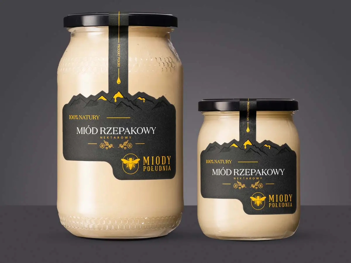 Miód rzepakowy kremowany w dwóch słoikach Miody Południa